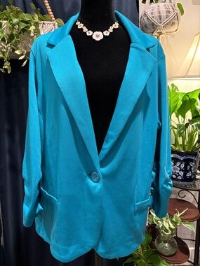 Beverly Drive Teal Open-Front Blazer